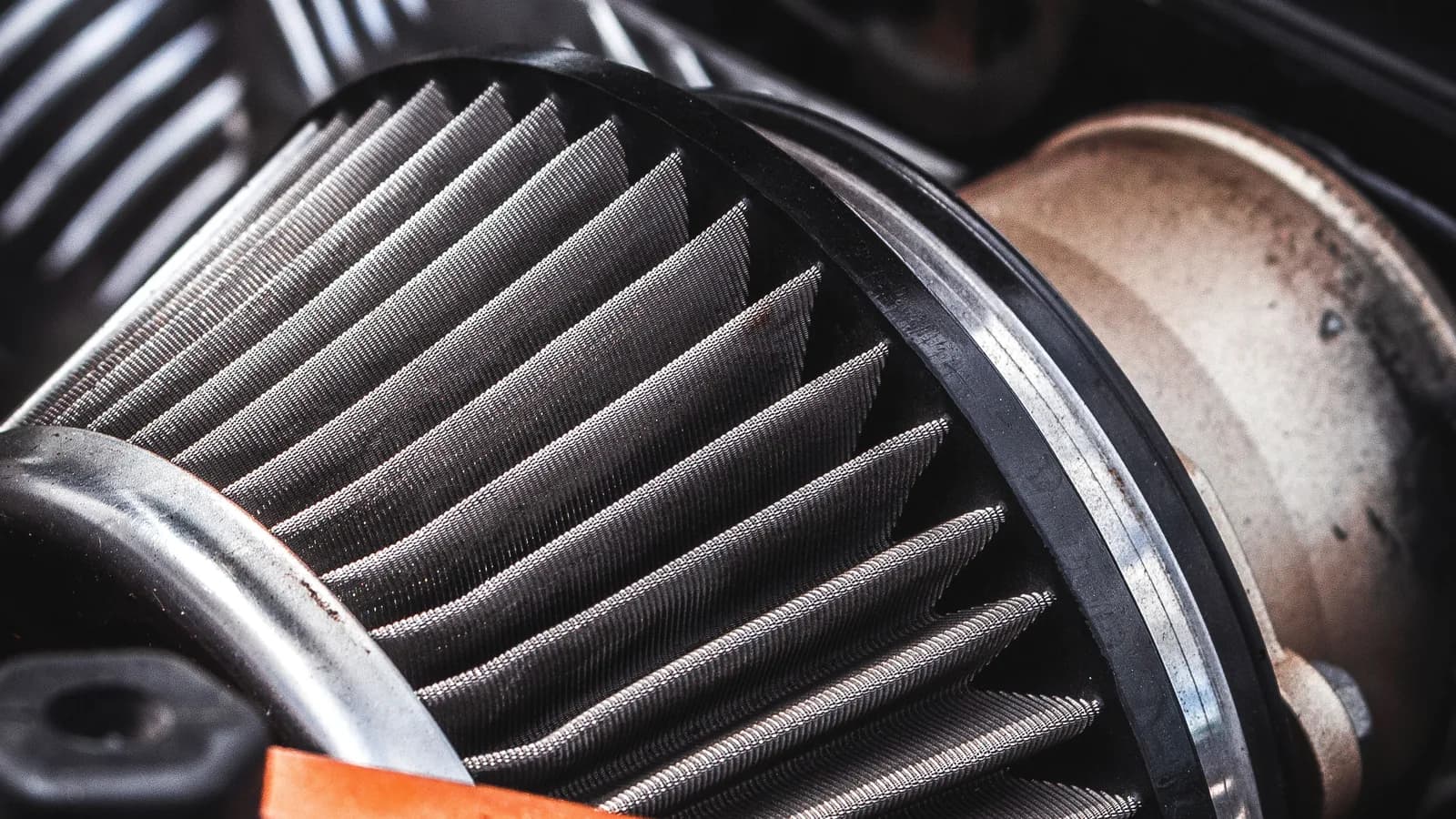 Air filter component close-up for service parts sourcing