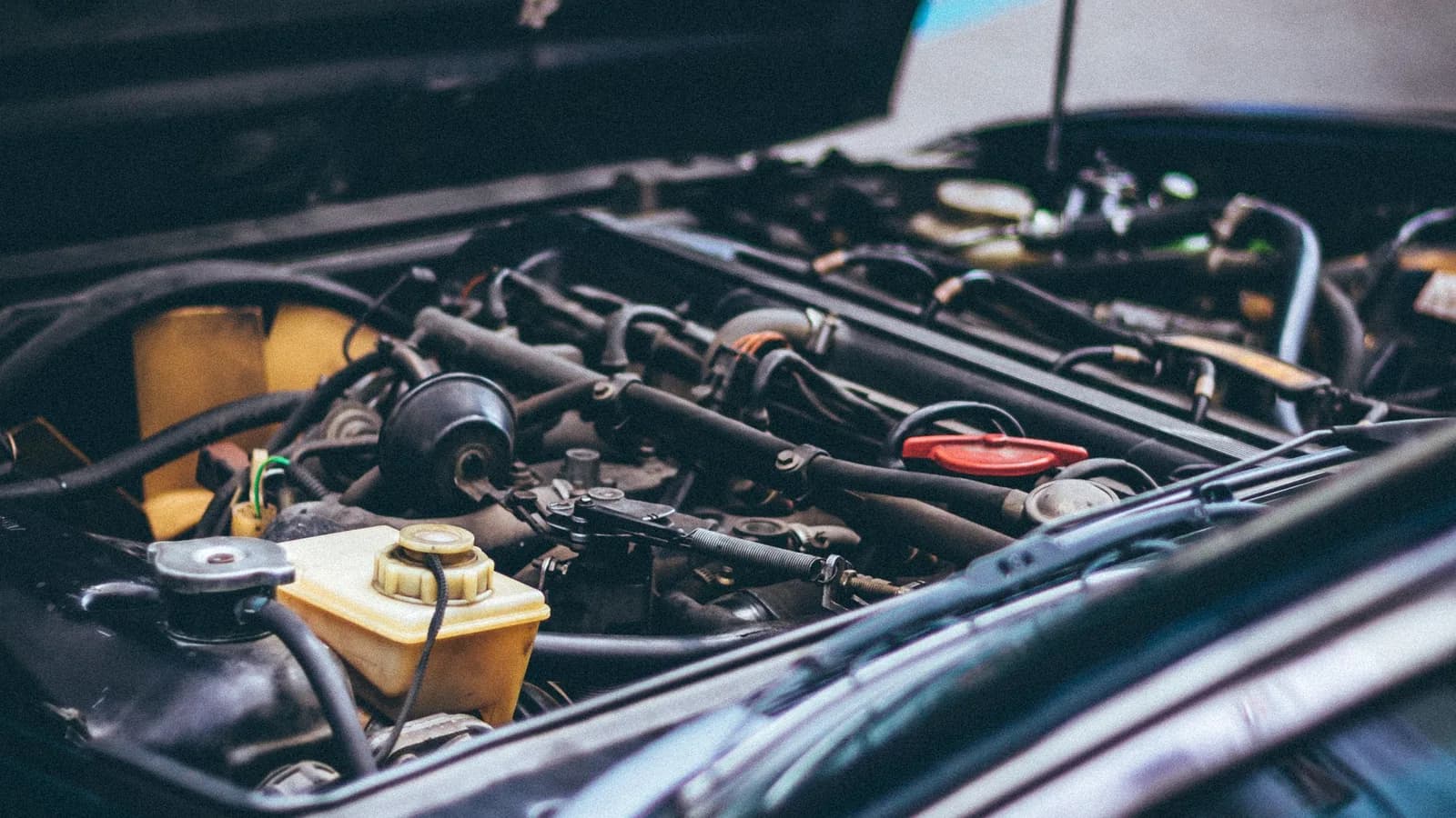 Heavy machinery engine bay used for engine parts sourcing context