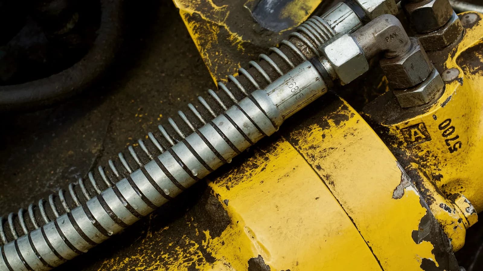 Hydraulic cylinder close-up for heavy machinery component sourcing